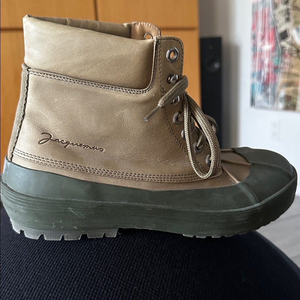 new JACQUEMUS 41 BRAND NEW CALFSKIN RUBBER LACE UP BOOTS “LES MEUNIERES HAUTES” - Picture 5 of 12